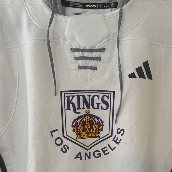 NWT! Adidas White and Black Los Angeles Kings Hoodie - Picture 3 of 5